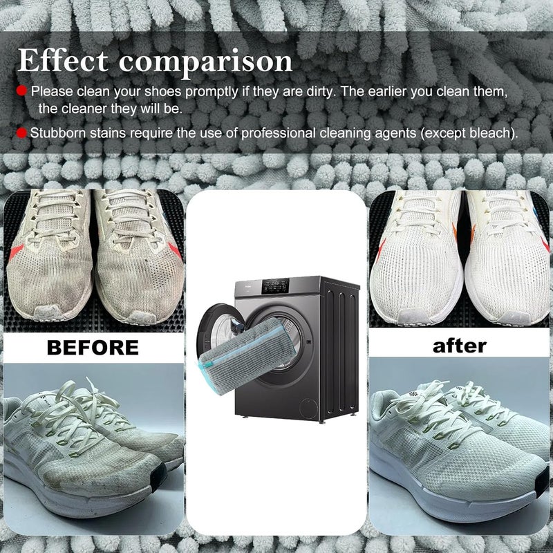 Cocoyeye Shoe Washing Machine Bag, Laundry Shoe Bag for Washer and Dryer, Reusable Zipper Plush Sneaker Washing Machine Bag for Shoes, Gym,Tennis Shoes, Sports Delicate Gray 2pc - Image 4